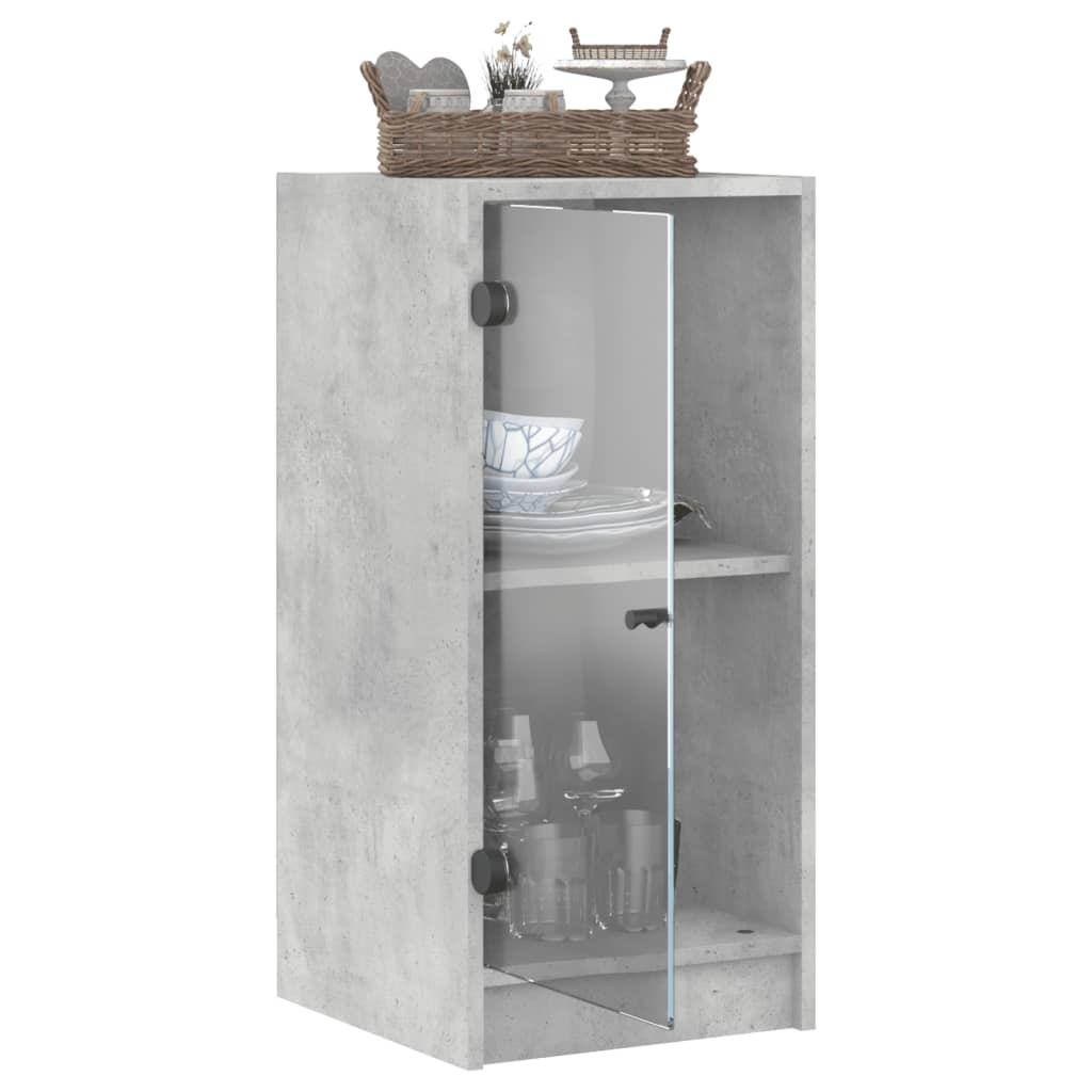 Beistellschrank mit betongrauen Glastüren 35x37x75,5 cm