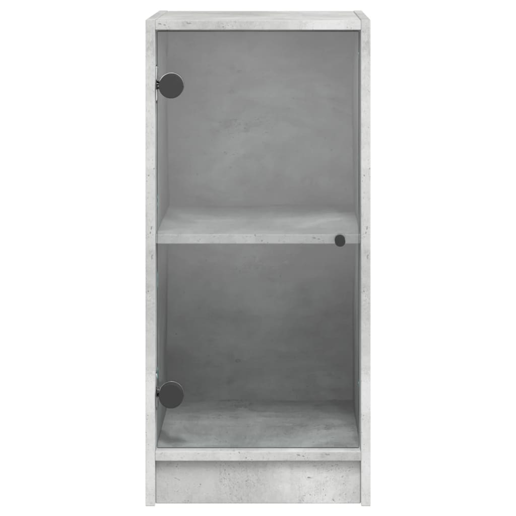 Beistellschrank mit betongrauen Glastüren 35x37x75,5 cm