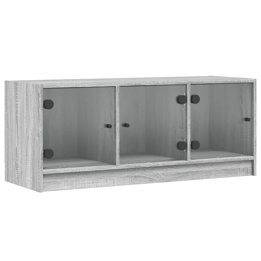 Meuble TV avec portes en verre sonoma gris 102x37x42 cm