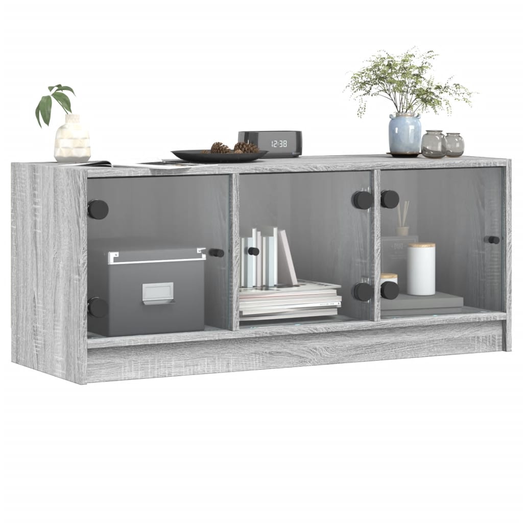 Meuble TV avec portes en verre sonoma gris 102x37x42 cm