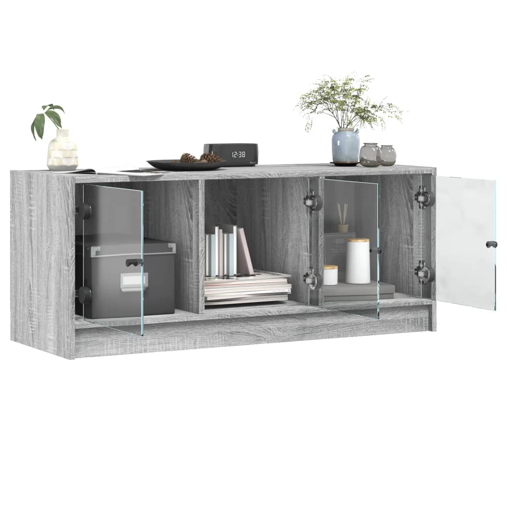 Meuble TV avec portes en verre sonoma gris 102x37x42 cm