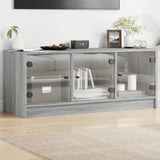 Meuble TV avec portes en verre sonoma gris 102x37x42 cm