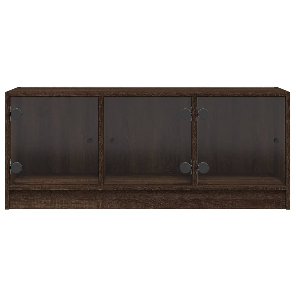 Meuble TV avec portes en verre chêne marron 102x37x42 cm