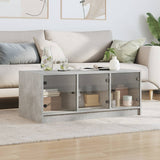 Table basse avec portes en verre gris béton 102x50x42 cm