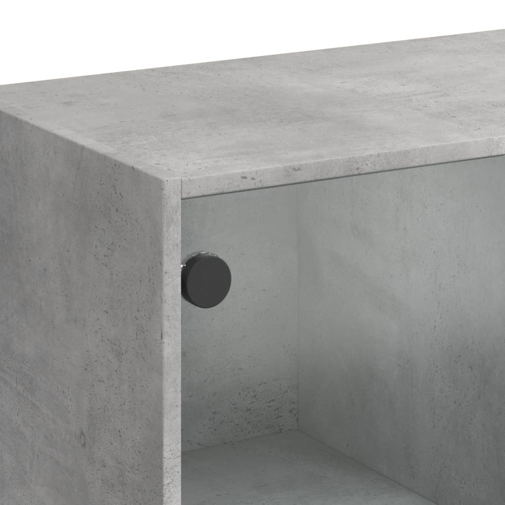 Table basse avec portes en verre gris béton 102x50x42 cm