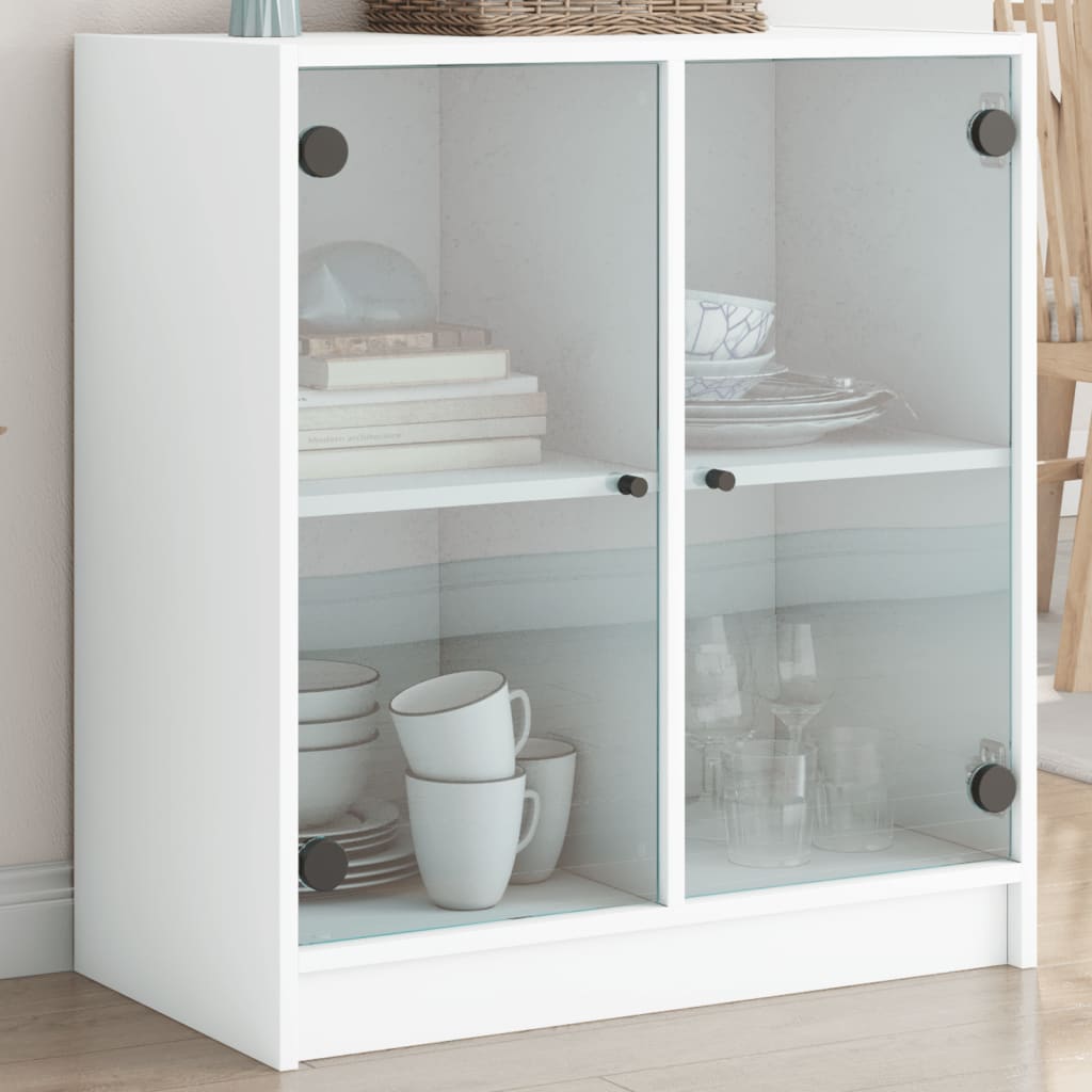 Armoire latérale avec portes en verre blanc 68x37x75,5 cm