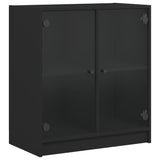 Armoire latérale avec portes en verre noir 68x37x75,5 cm