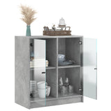 Armoire latérale avec portes en verre gris béton 68x37x75,5 cm