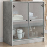 Armoire latérale avec portes en verre gris béton 68x37x75,5 cm