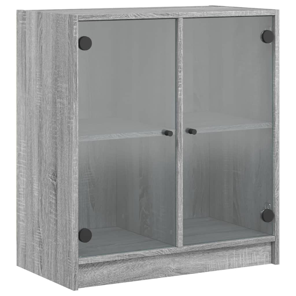 Armoire latérale avec portes en verre sonoma gris 68x37x75,5 cm