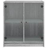 Armoire latérale avec portes en verre sonoma gris 68x37x75,5 cm