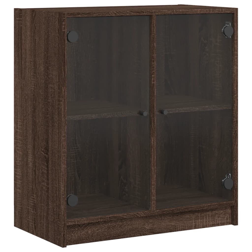 Beistellschrank mit Glastüren Eiche braun 68x37x75,5cm