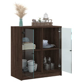 Beistellschrank mit Glastüren Eiche braun 68x37x75,5cm