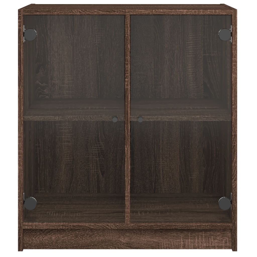 Beistellschrank mit Glastüren Eiche braun 68x37x75,5cm