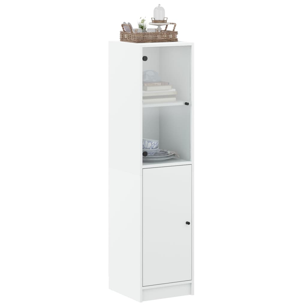 Buffet avec porte en verre blanc 35x37x142 cm