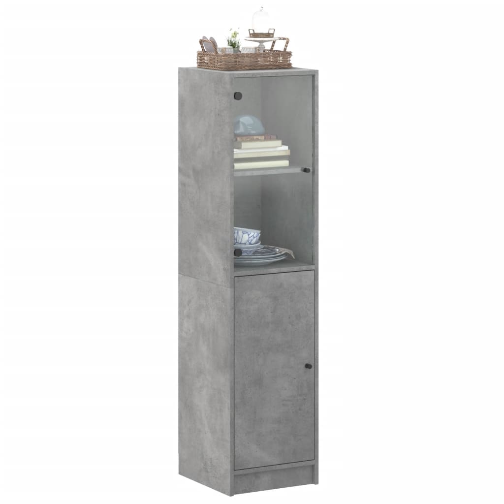 Buffet avec porte en verre gris béton 35x37x142 cm