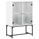 Side cabinet with white glass doors 69x37x100 cm