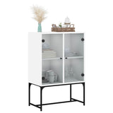 Side cabinet with white glass doors 69x37x100 cm