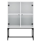 Side cabinet with white glass doors 69x37x100 cm