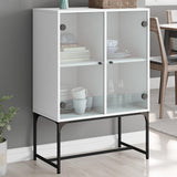 Side cabinet with white glass doors 69x37x100 cm