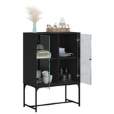 Armoire latérale avec portes en verre noir 69x37x100 cm