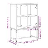 Beistellschrank mit schwarzen Glastüren 69x37x100 cm