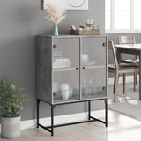 Side cabinet with concrete gray glass doors 69x37x100 cm