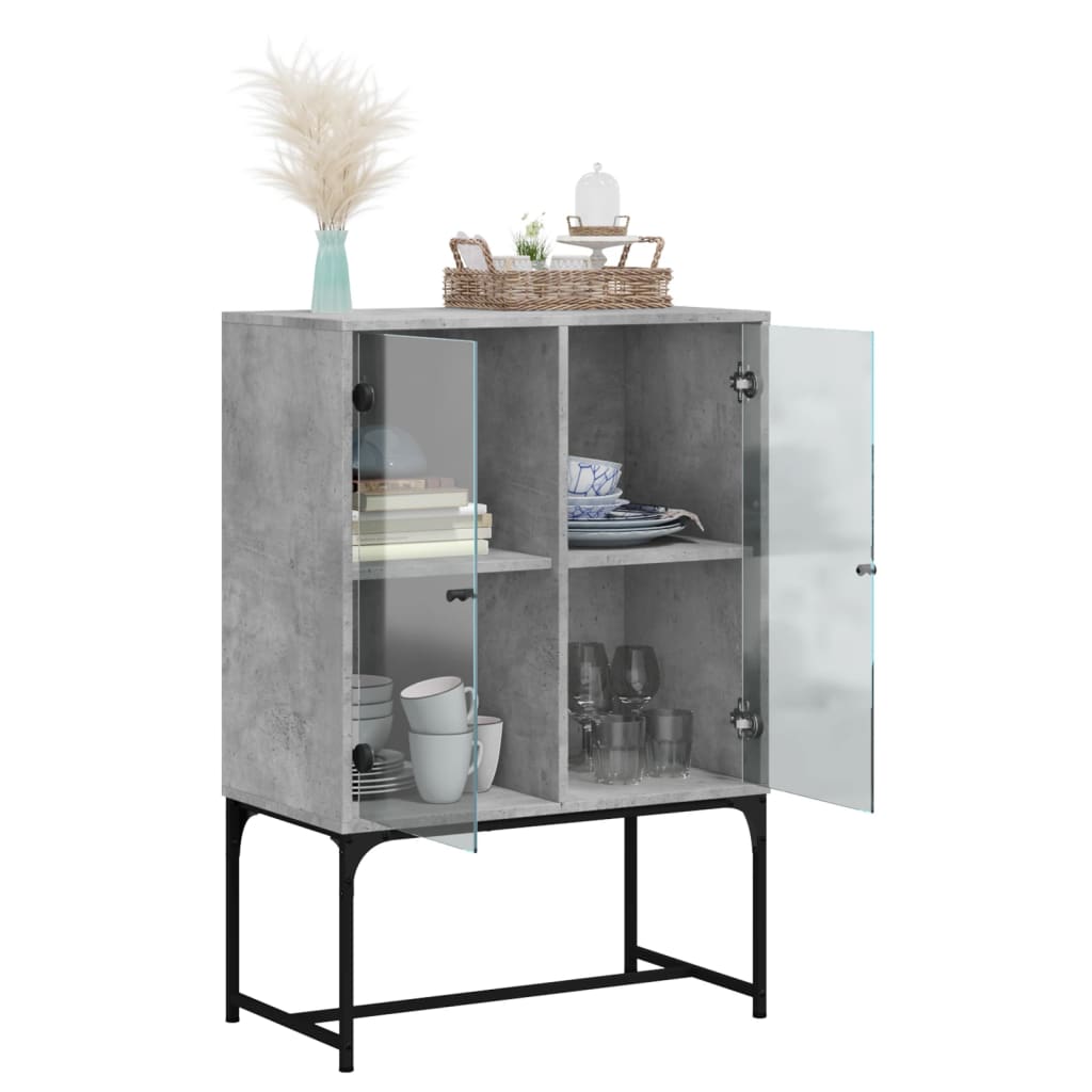 Side cabinet with concrete gray glass doors 69x37x100 cm