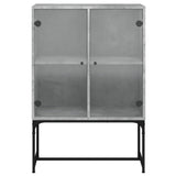 Side cabinet with concrete gray glass doors 69x37x100 cm