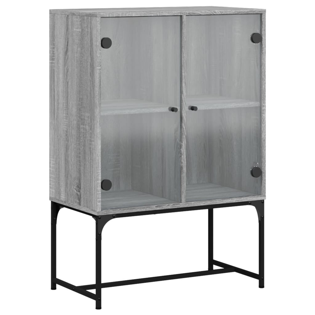 Side cabinet with glass doors sonoma gray 69x37x100 cm