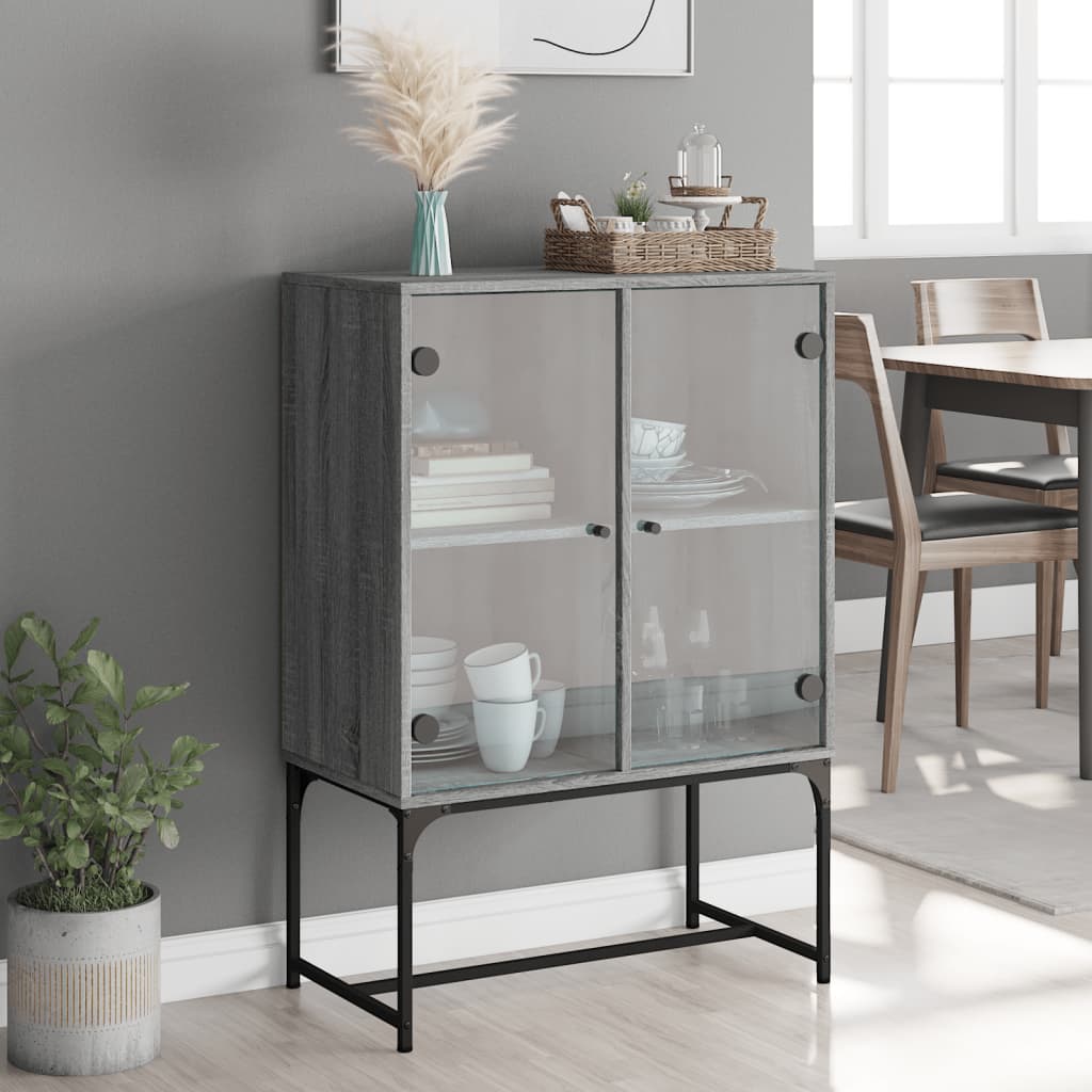 Armoire latérale avec portes en verre sonoma gris 69x37x100 cm