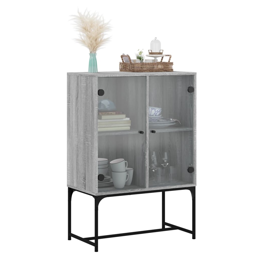 Side cabinet with glass doors sonoma gray 69x37x100 cm