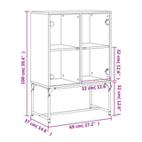 Side cabinet with glass doors sonoma gray 69x37x100 cm