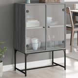 Side cabinet with glass doors sonoma gray 69x37x100 cm