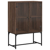 Side cabinet with glass doors brown oak 69x37x100 cm