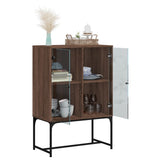 Side cabinet with glass doors brown oak 69x37x100 cm