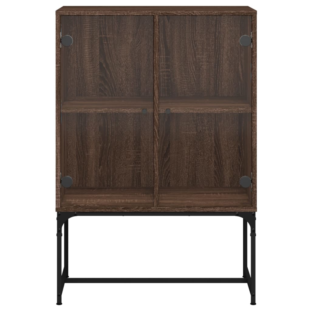 Side cabinet with glass doors brown oak 69x37x100 cm