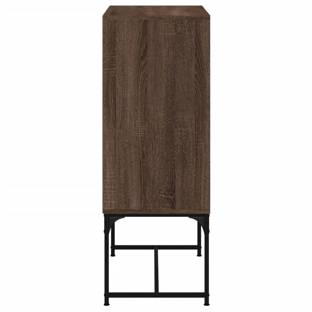 Side cabinet with glass doors brown oak 69x37x100 cm