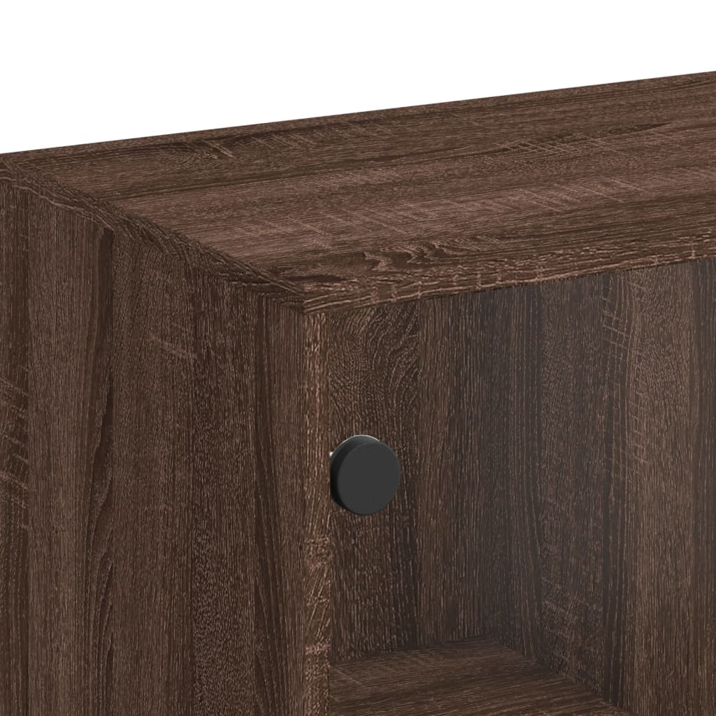 Side cabinet with glass doors brown oak 69x37x100 cm