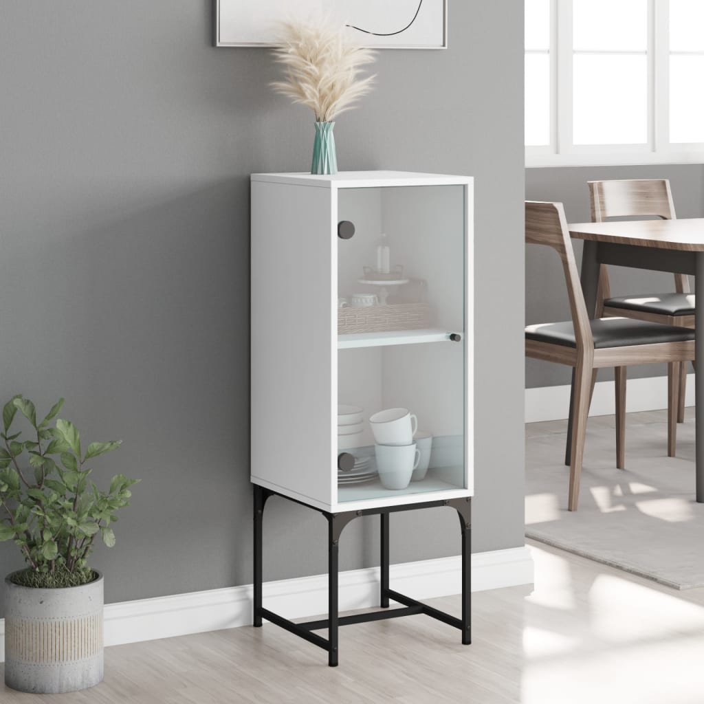 Side cabinet with white glass door 35x37x100 cm