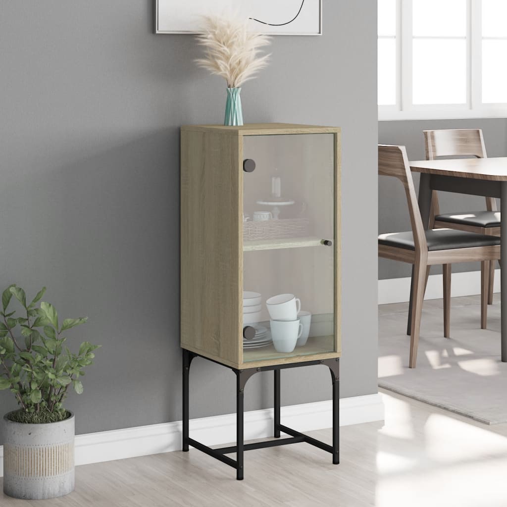 Side cabinet with glass door sonoma oak 35x37x100 cm