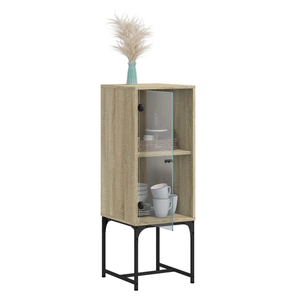 Side cabinet with glass door sonoma oak 35x37x100 cm