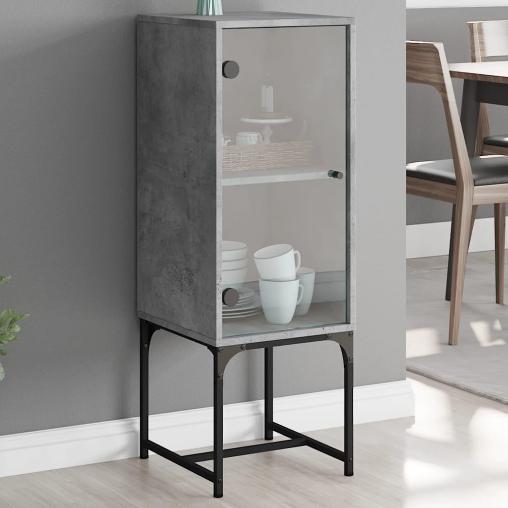 Side cabinet with concrete gray glass door 35x37x100 cm