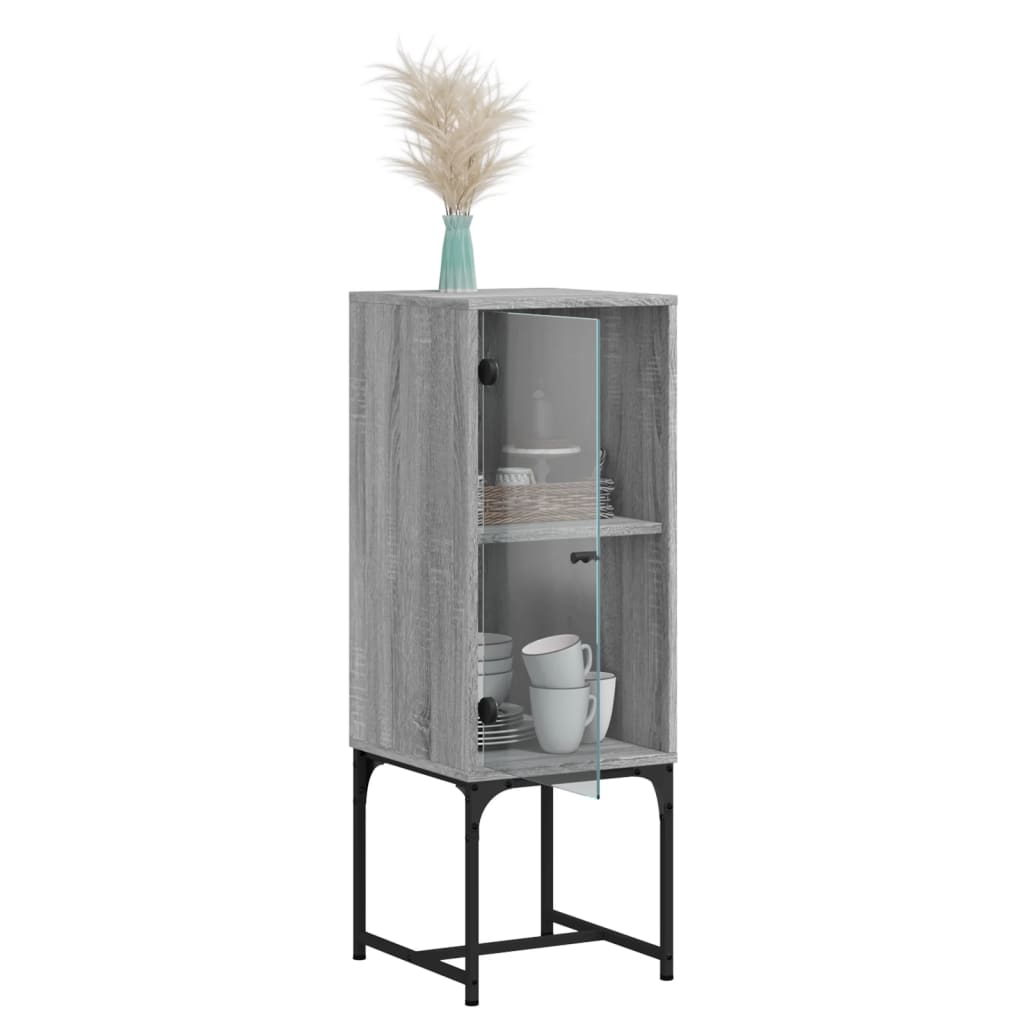 Armoire latérale avec porte en verre sonoma gris 35x37x100 cm