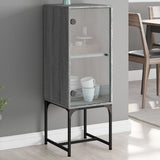 Side cabinet with glass door sonoma gray 35x37x100 cm