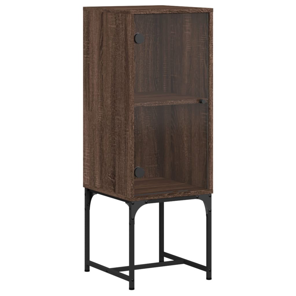 Side cabinet with glass door brown oak 35x37x100 cm