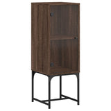 Side cabinet with glass door brown oak 35x37x100 cm