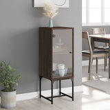 Side cabinet with glass door brown oak 35x37x100 cm