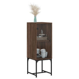 Side cabinet with glass door brown oak 35x37x100 cm