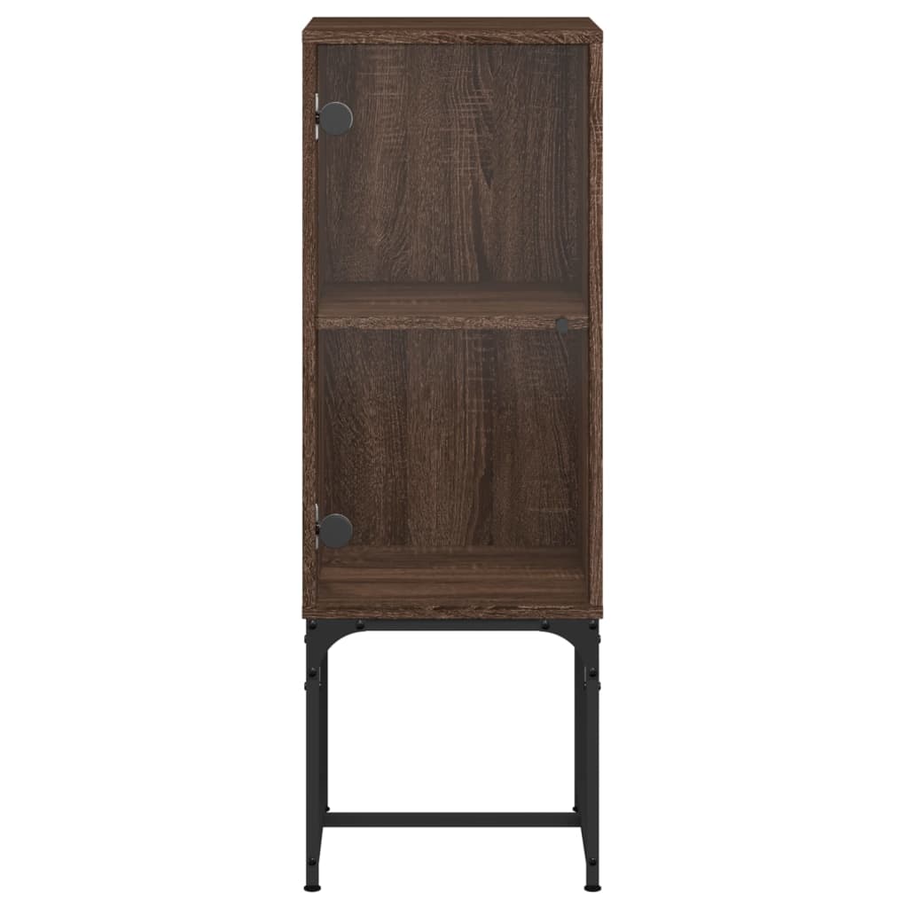 Side cabinet with glass door brown oak 35x37x100 cm